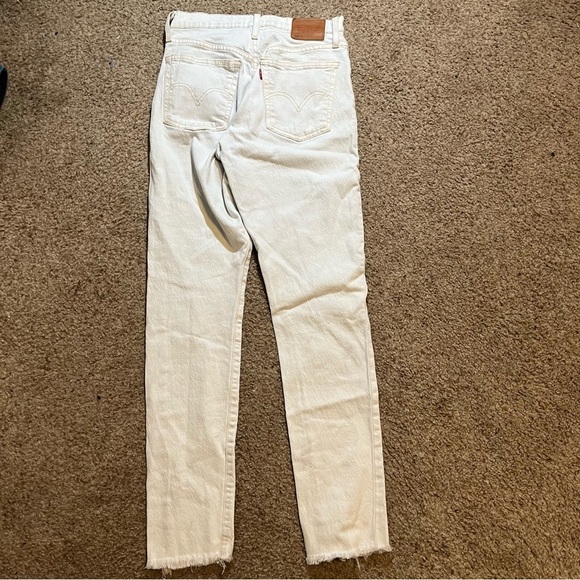 Levis 501 S Skinny Jeans Premium Denim High Rise Raw Hem Button Fly 26 x 30 - Picture 3 of 14